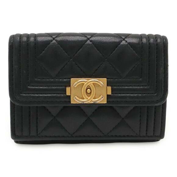 CHANEL Other - CHANEL Boy Chanel Matelasse Coco Mark Small Flap Wallet, Tri-fold, Lambskin, ...